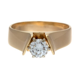 14K Yellow & White Gold .60CT Diamond Solitaire Engagement Ring