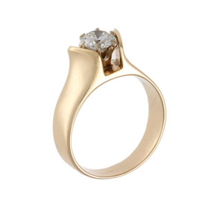 14K Yellow & White Gold .60CT Diamond Solitaire Engagement Ring