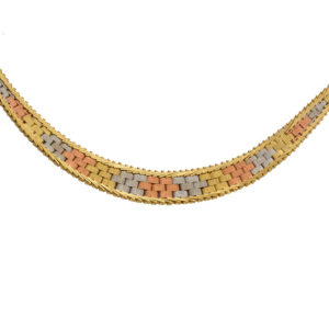 14K Tri-Gold 16.75″ Braided Link Necklace
