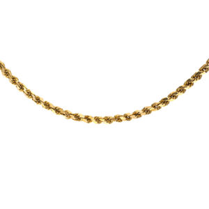 22K Yellow Gold 17″ Diamond Cut Solid Rope Link Chain
