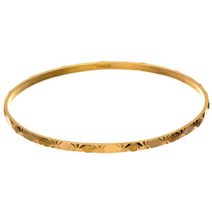 21K Yellow Gold Diamond Cut Textured Pattern Bangle