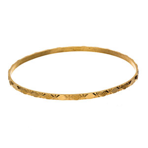 21K Yellow Gold Textured Diamond Cut Bangle