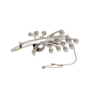 Birks 14K White Gold 17 Cultured Pearl Brooch