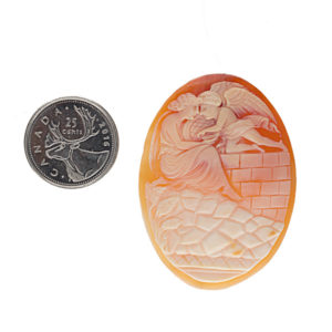 Loose Antique 55mm Oval Shell Cameo of Elegant Woman & Angel