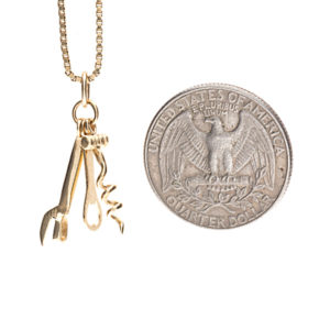 10K Yellow Gold Corkscrew, Bottle Opener & Can Opener Pendant/Charm
