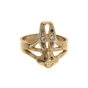 Fun 14K Yellow Gold Bugs Bunny Ring w/ Diamond Accents