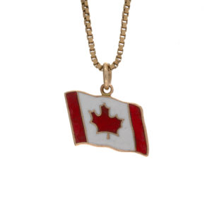 10K Yellow Gold Enamelled Canadian Flag Charm/Pendant