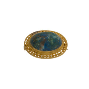 Vintage 14K Yellow Gold Oval Eilat Stone Brooch