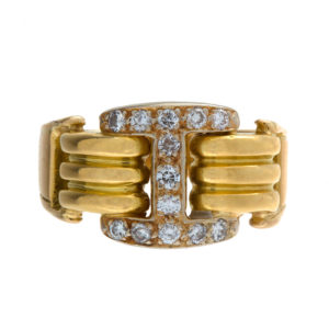 Custom Made 18K Yellow + White Gold 13 Diamond Ring