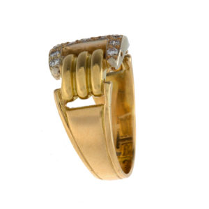 Custom Made 18K Yellow + White Gold 13 Diamond Ring