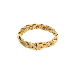 Heavy 18K Yellow Gold 8″ Textured Weave Link Bracelet