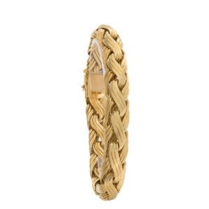 Heavy 18K Yellow Gold 8″ Textured Weave Link Bracelet