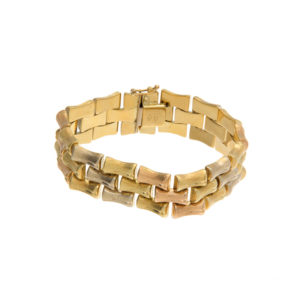 Gorgeous 18K Tri-Gold Bamboo Link Style Bracelet