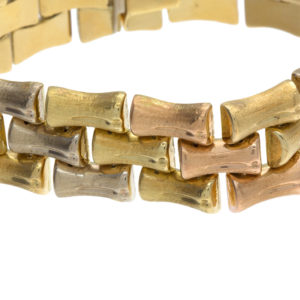 Gorgeous 18K Tri-Gold Bamboo Link Style Bracelet