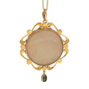 14K Yellow Gold Vintage Locket/Pendant w/ Turquoise & Seed Pearls