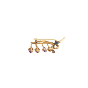 Antique 14K Yellow Gold Amethyst & Seed Pearl Brooch