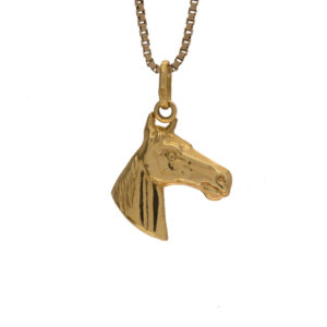 Lively 18K Yellow Gold Horse Head Pendant