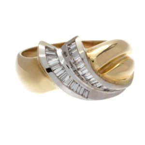 14K Yellow & White Gold .72TDW 19 Baguette Diamond Ring