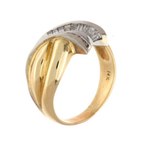 14K Yellow & White Gold .72TDW 19 Baguette Diamond Ring