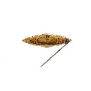 Antique 9K Yellow Gold Brooch w/ Rose Cut Diamond