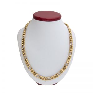 Stylish 18K Yellow & White Gold 25″ Figaro Link Chain