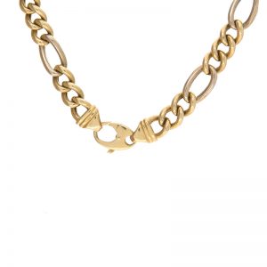 Stylish 18K Yellow & White Gold 25″ Figaro Link Chain