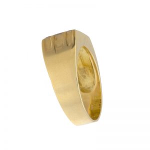 18K Yellow Gold Ring Set w/ 10 Diamonds & White Gold Satin Finish Centre