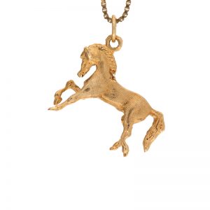 14K Yellow Gold 25mm Prancing Horse Charm/Pendant