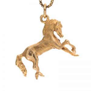 14K Yellow Gold 25mm Prancing Horse Charm/Pendant