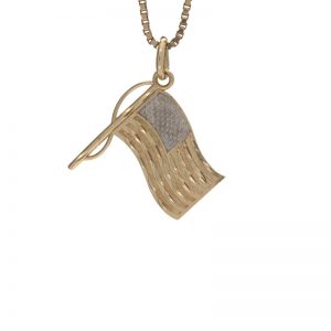 10K Yellow Gold Two-Toned American Flag Pendant