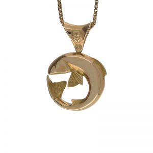 14k Yellow Gold Ships Wheel Pendant 17mm x 27mm