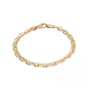 10K Yellow & White Gold 8.5″ Stylized Marine Link Bracelet
