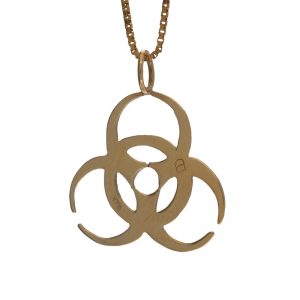 14K Yellow Gold 25mm Biohazard Pendant