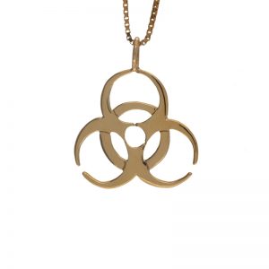 14K Yellow Gold 25mm Biohazard Pendant