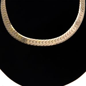 14K Yellow Gold 16″ Heavy Herringbone Necklace