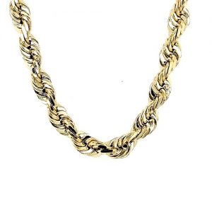 Solid 14K Yellow Gold 20″ Diamond Cut Rope Chain