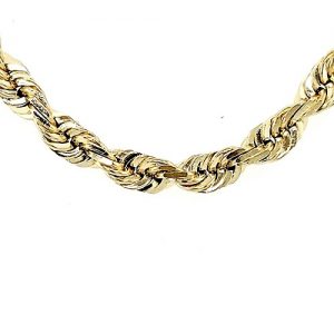 Solid 14K Yellow Gold 20″ Diamond Cut Rope Chain