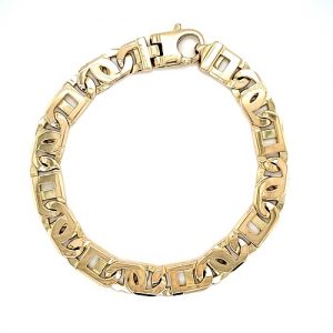 18K Yellow Gold 8.25″ Flat Stylized Marine Link Bracelet