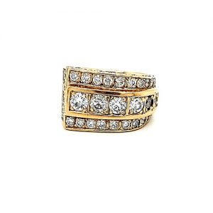 14K Yellow Gold 52 Diamond Stylized Ring