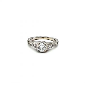 Vintage 14K White Gold 11 Diamond Filigree Style Engagement Ring