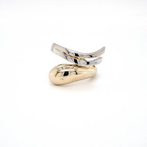 14K Yellow & White Gold Styled Offset Split Ring