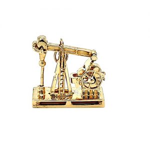 14K Yellow Gold 22mm Working Oil Rig Pendant