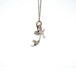 10K White Gold 3 Diamond Accent High Heel Charm/Pendant