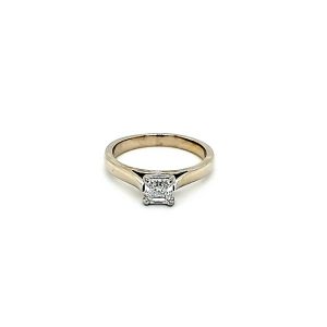 18K White Gold & Platinum .59CT Square Emerald Cut Diamond Solitaire Engagement Ring