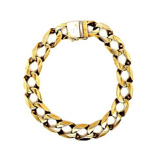 10K Yellow Gold 9″ Angled Open Curb Link Bracelet