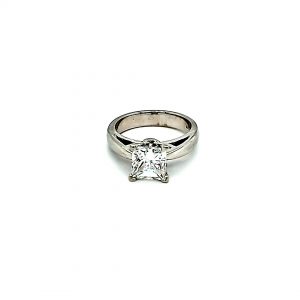 14K White Gold 1.86CT Princess Cut Diamond Solitaire Engagement Ring