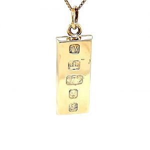 9K Yellow Gold Bar Hallmarked Pendant