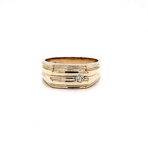 10K Yellow Gold .10CT Diamond Solitaire Signet Style Ring