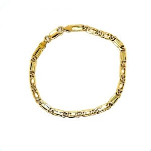 18K Yellow Gold 8.5″ Solid Elongated & Open Curb Link Bracelet