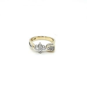 14K Yellow & White Gold 12 Diamond Stylized Ring